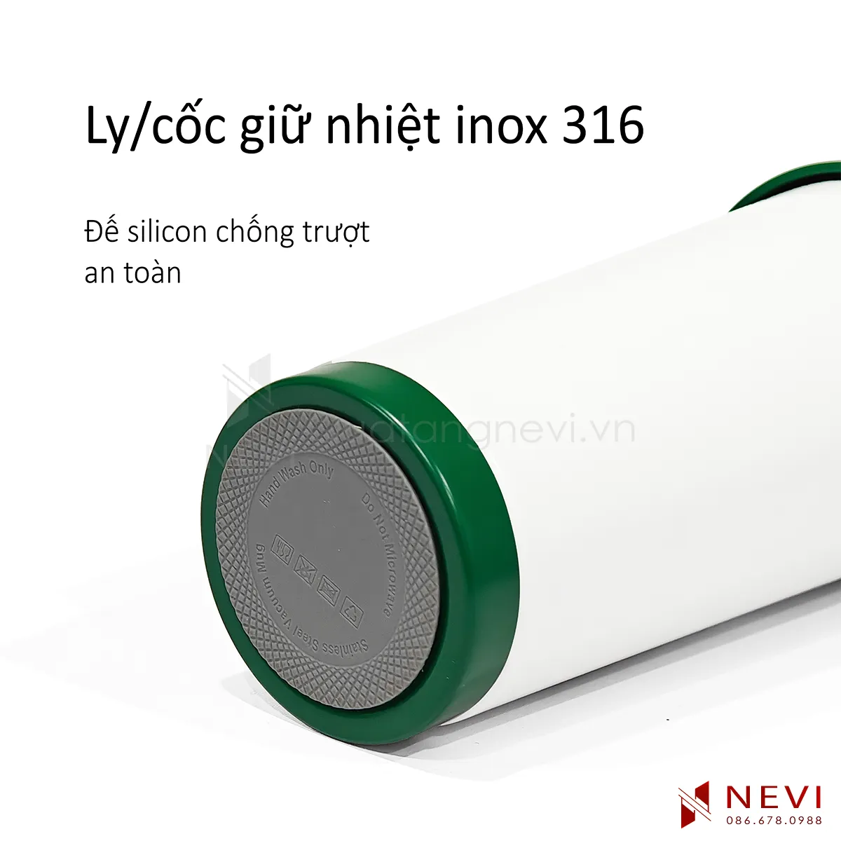 ảnh chụp chi tiết đế chống trượt của ly giữ nhiệt inox 316