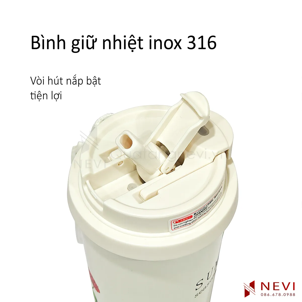 hình ảnh chi tiết vòi hút của bình giữ nhiệt inox 316