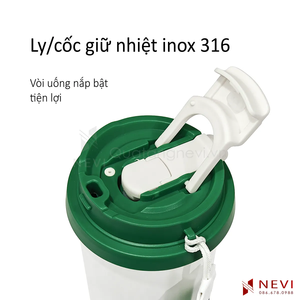 ảnh chụp chi tiết vòi uống của ly giữ nhiệt inox 316