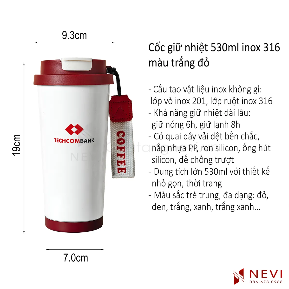 thông tin ưu điểm và kích thước của cốc giữ nhiệt inox 316