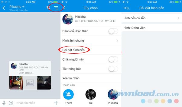 Cài đặt hình nền trên Zalo