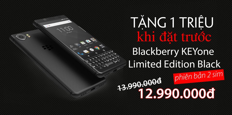 Tặng 1 triệu đồng khi mua Blackberry KEYone Limited Edition Black 2 Sim