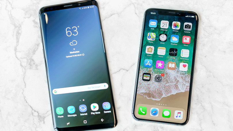 Samsung Galaxy S9 đụng độ iPhone X (Ảnh: PCMag)