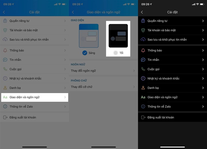 Chế độ DarkMode dành cho Zalo trên Android