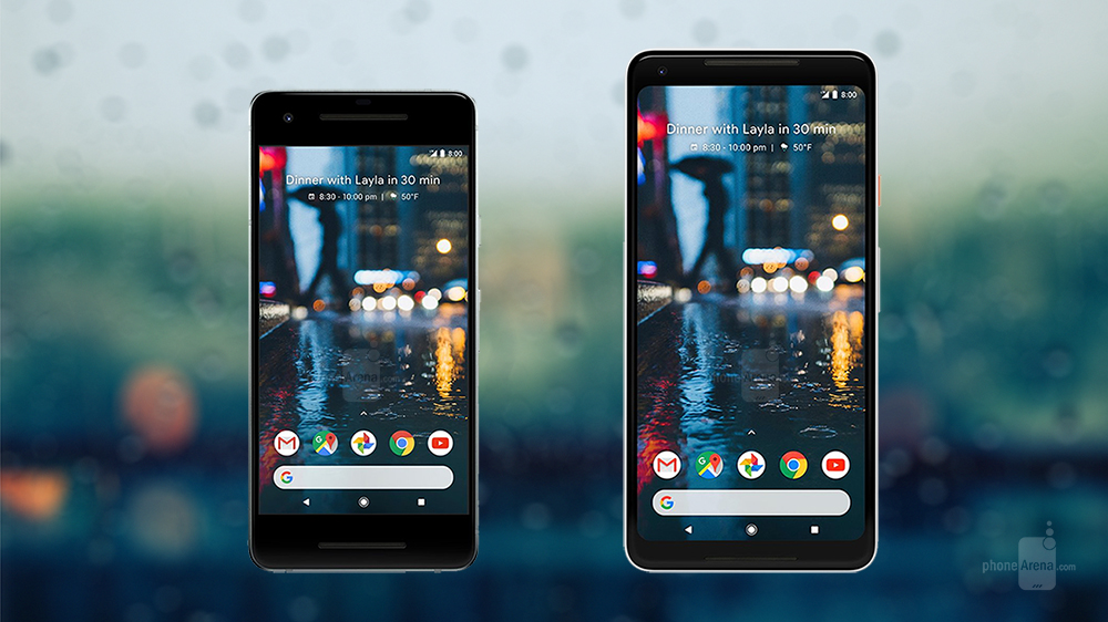 Thiết kế mặt trước của Google Pixel 2 và 2 XL