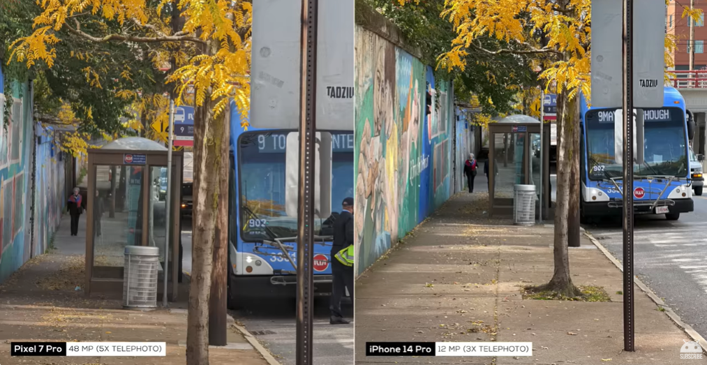 So sánh camera tele ban ngày của iPhone 14 Pro vs Pixel 7 Pro