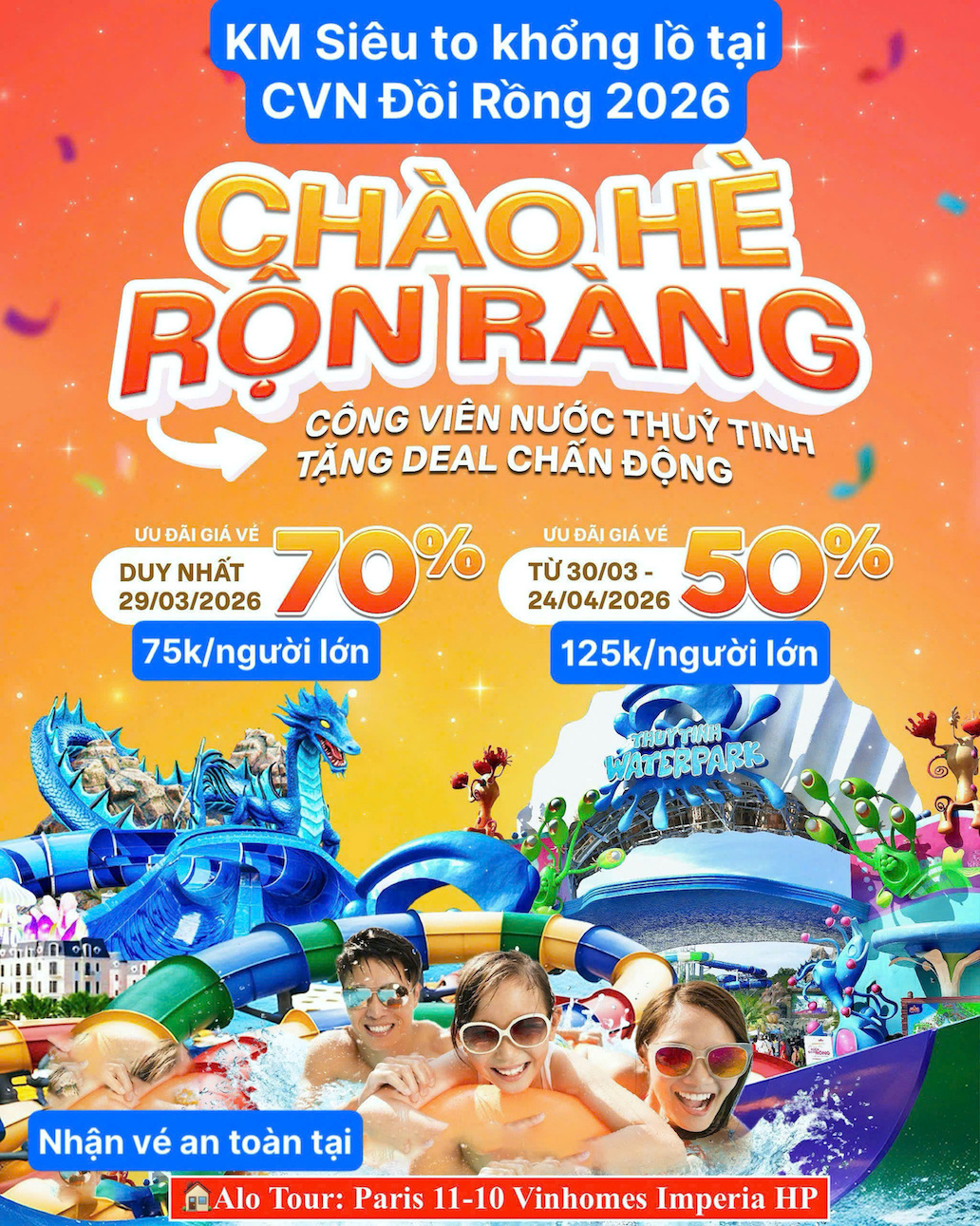 Giá vé công viên nước Thủy Tinh Đồi Rồng Đồ Sơn 2026 - ALO TOUR
