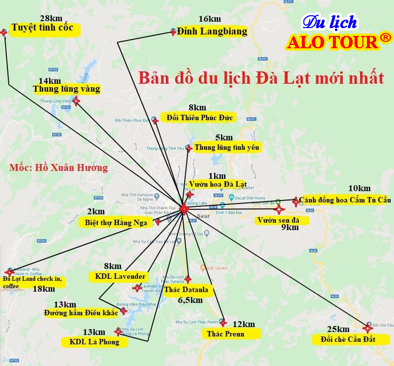 Bản đồ du lịch Đà Lạt 2021