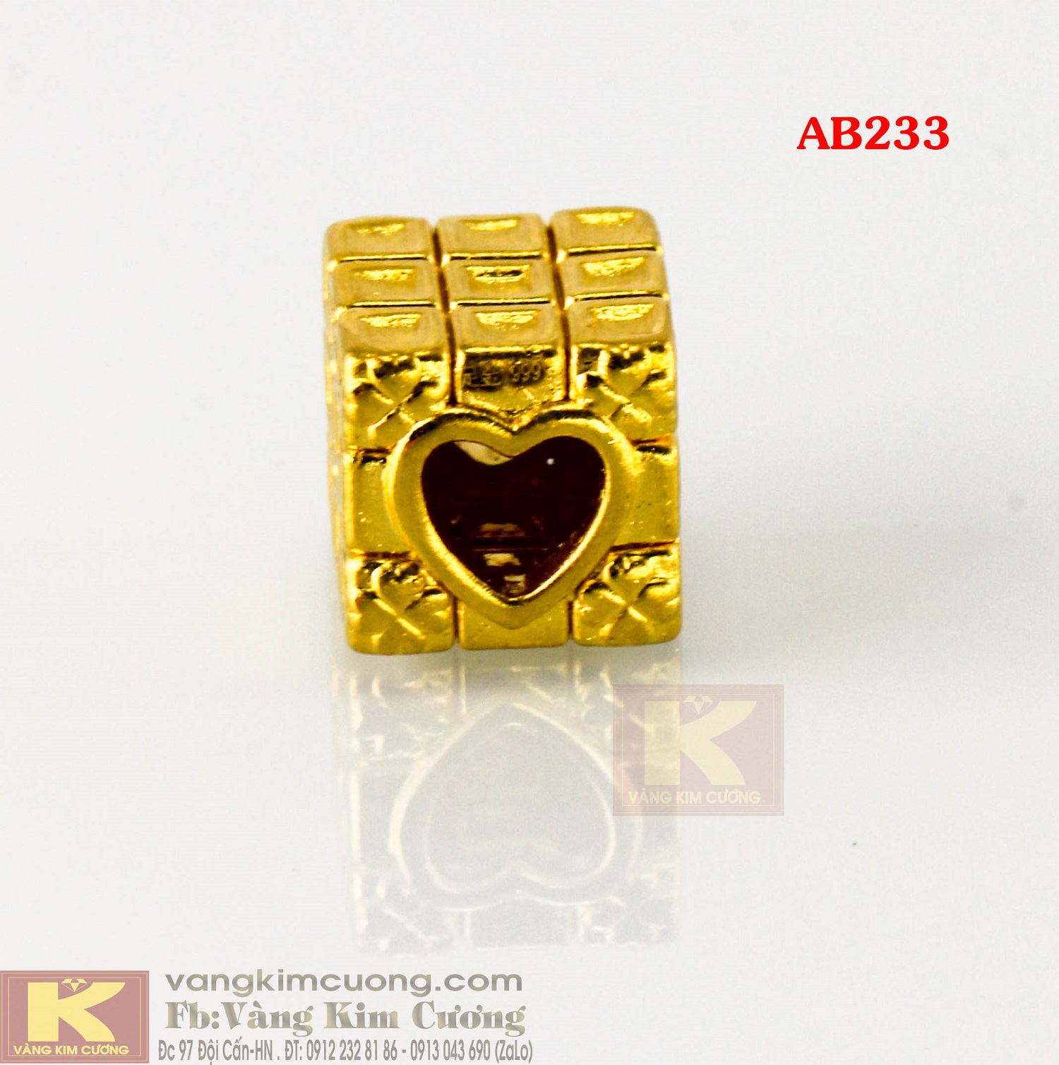 Charm trái tim rubic 24k mã AB233