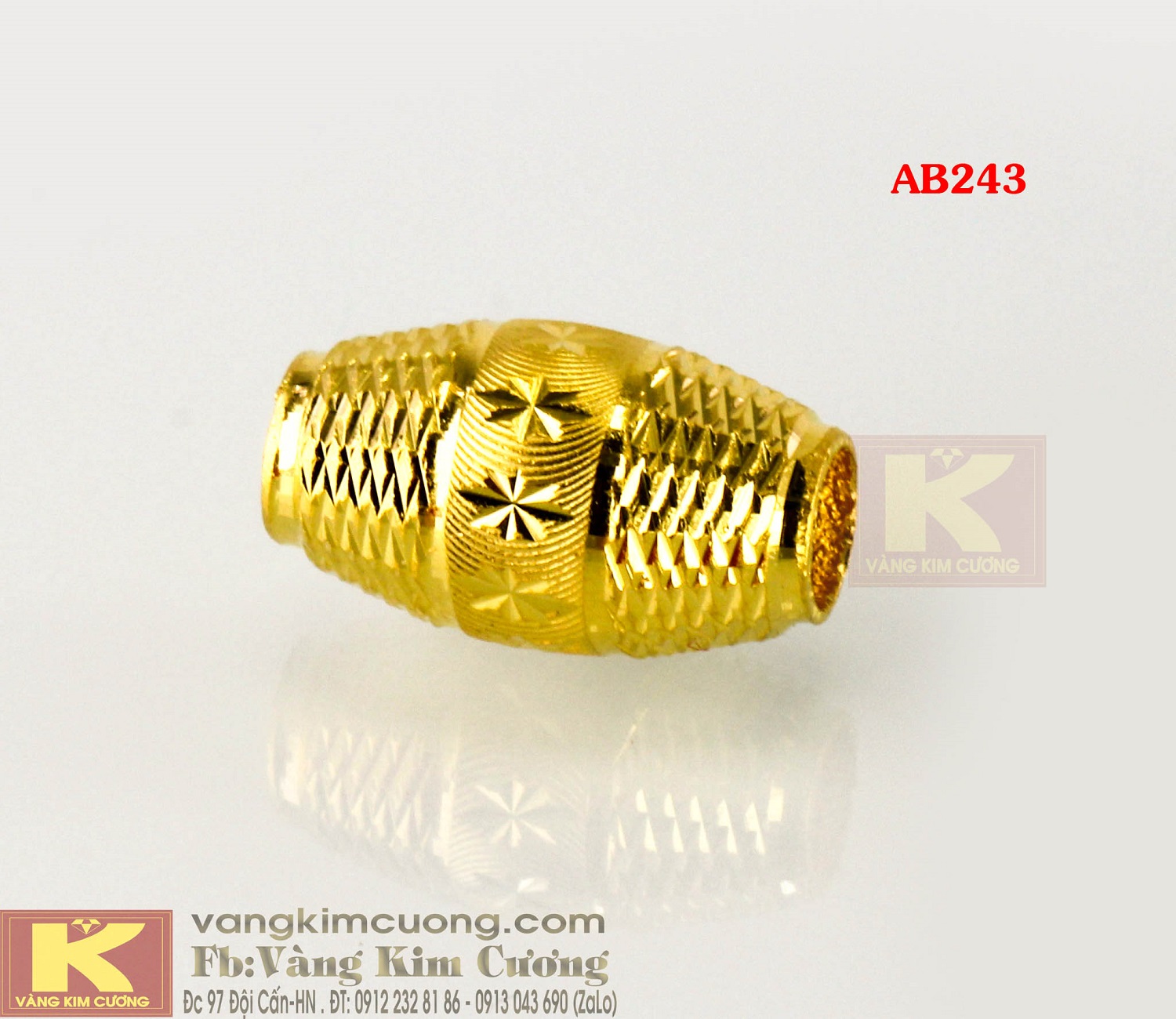 Charm hạt cầu vàng 24k mã AB243