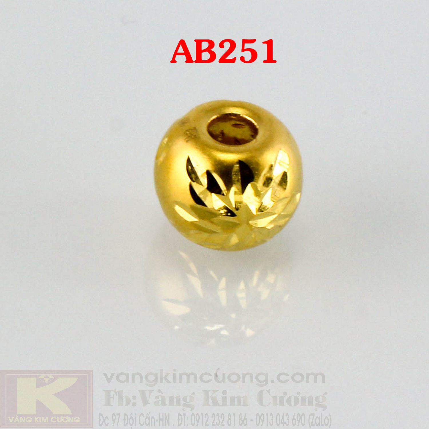 Charm hạt vàng 24k mã AB251