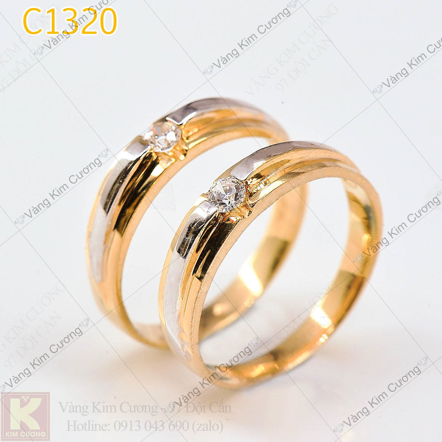 Nhẫn cưới vàng trắng mã C1168