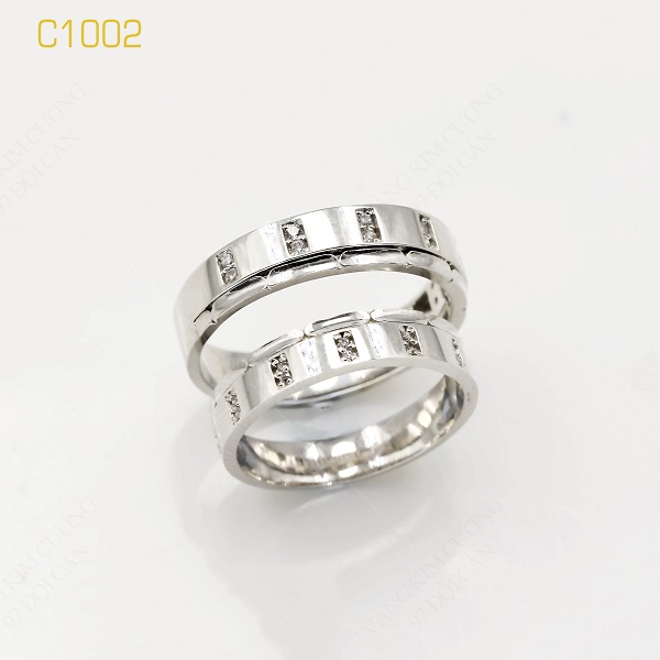 Nhẫn cưới vàng trắng 18k italy C1002