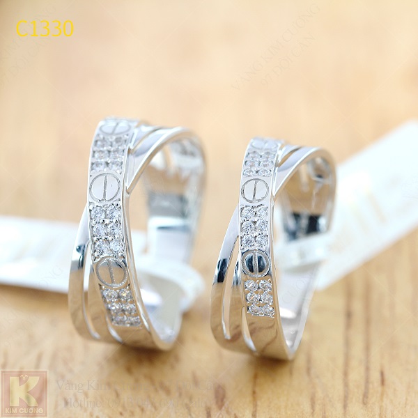 Nhẫn cưới kim cương italy 18k C1330