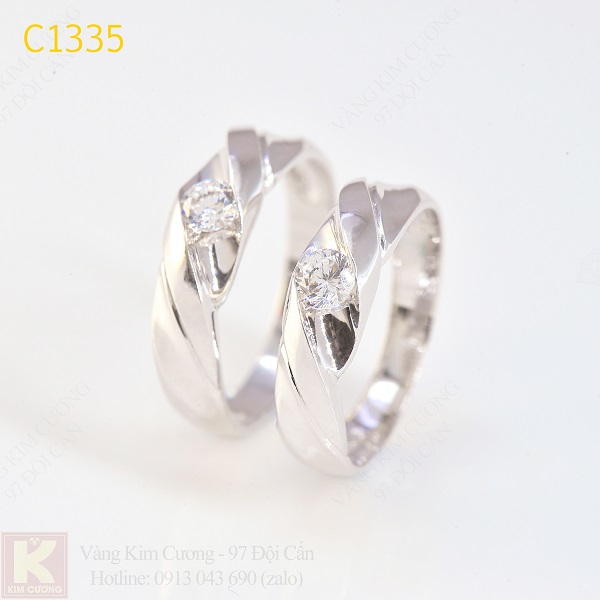 Nhẫn cưới kim cương 14k C1335