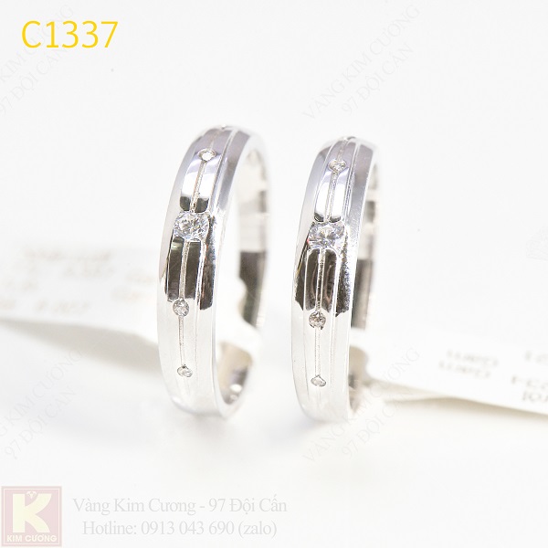 Nhẫn cưới kim cương italy 18k C1337