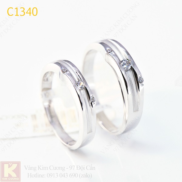 Nhẫn cưới kim cương italy 18k C1340