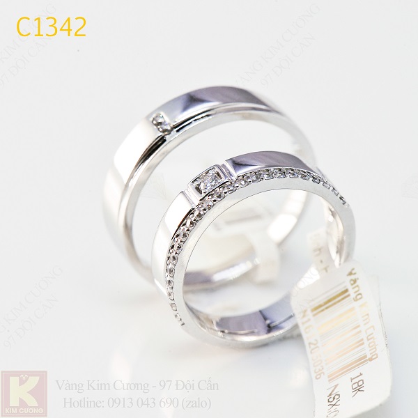 Nhẫn cưới kim cương italy 18k C1342