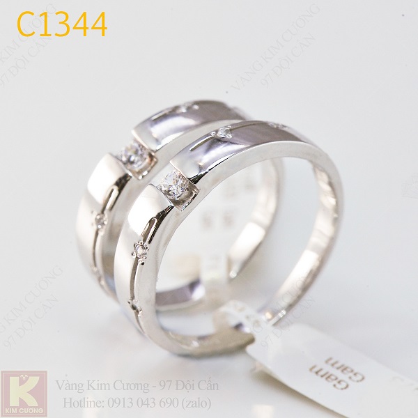 Nhẫn cưới kim cương italy 18k C1344