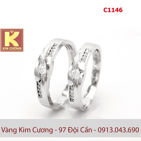 Nhẫn cưới vàng trắng C1146