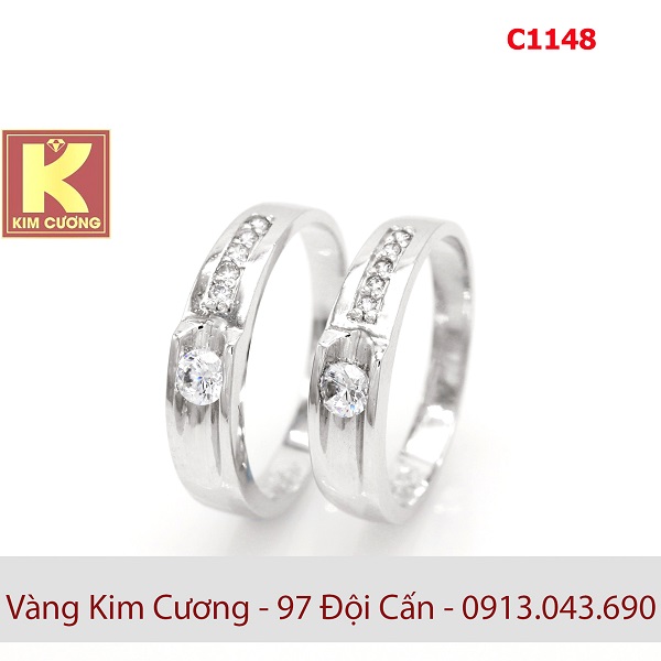 Nhẫn cưới vàng trắng 14k C1148