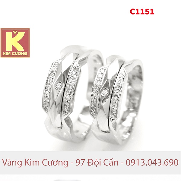 Nhẫn cưới vàng trắng 14k C1151