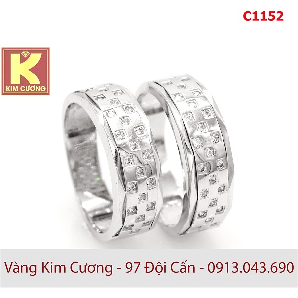 Nhẫn cưới vàng trắng 14k C1152