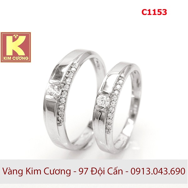 Nhẫn cưới vàng trắng C1153