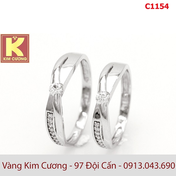 Nhẫn cưới vàng trắng 14k C1154