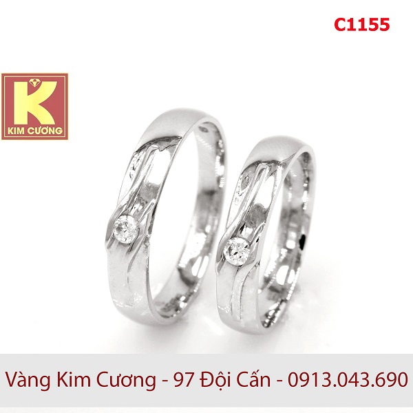 Nhẫn cưới vàng trắng 14k C1155