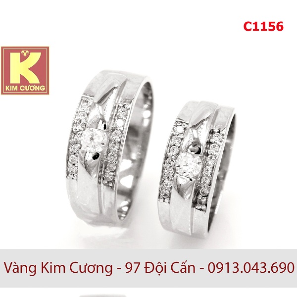 Nhẫn cưới vàng trắng 14k C1156