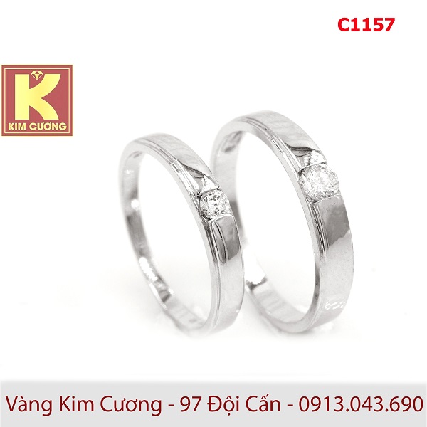 Nhẫn cưới vàng trắng 14k C1157