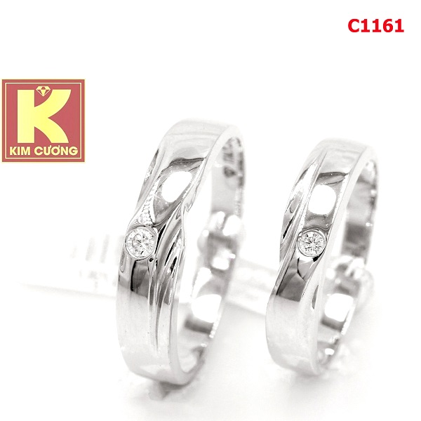 Nhẫn cưới vàng trắng 14k C1161