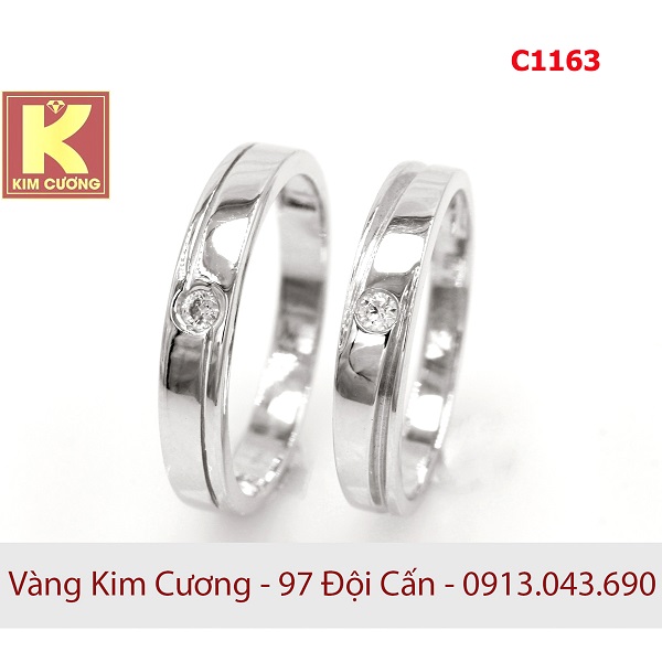 Nhẫn cưới vàng trắng 14k C1163