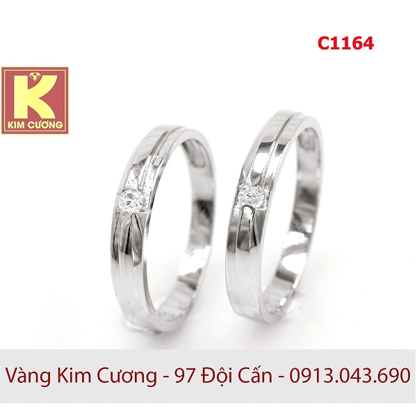 Nhẫn cưới vàng trắng 10k korea C1164