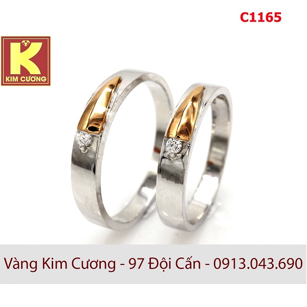 Nhẫn cưới vàng trắng C1165