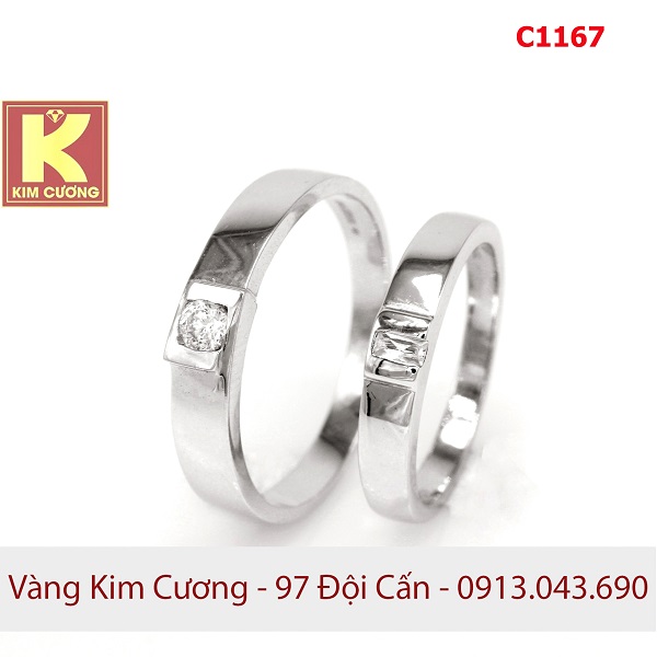 Nhẫn cưới vàng trắng 14k C1167