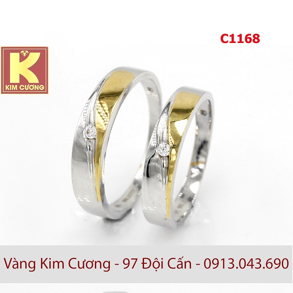 Nhẫn cưới vàng trắng 14k C1168