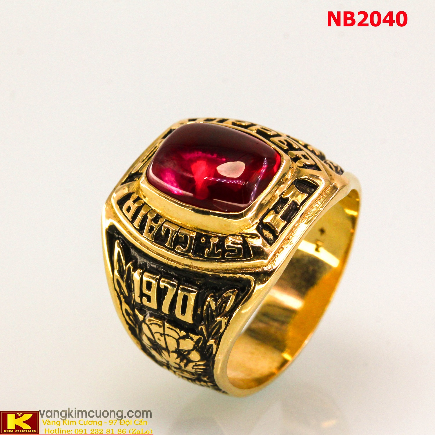 Nhẫn nam đá quý ruby phong thủy 10k NB2040