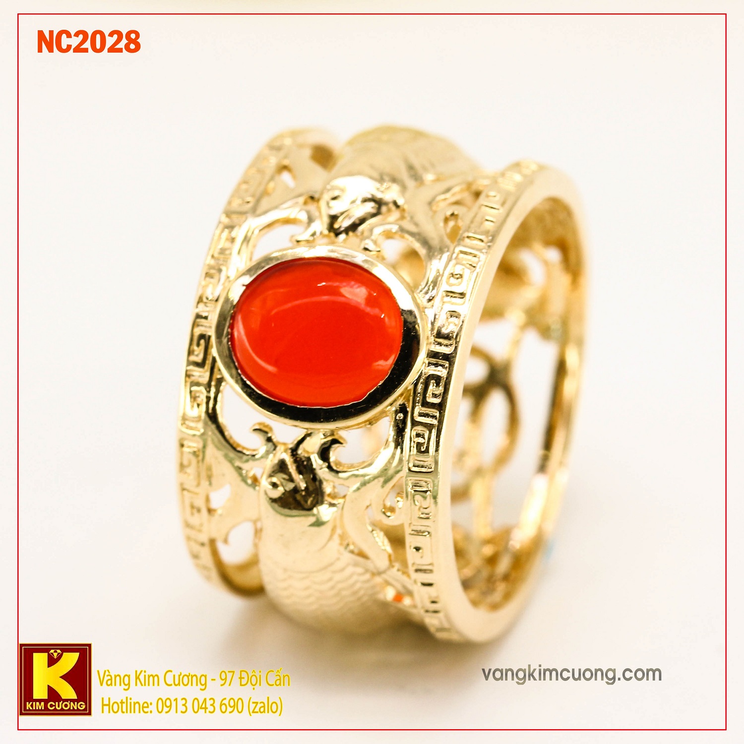 Nhẫn nam đá quý ruby phong thủy 16k NC2028