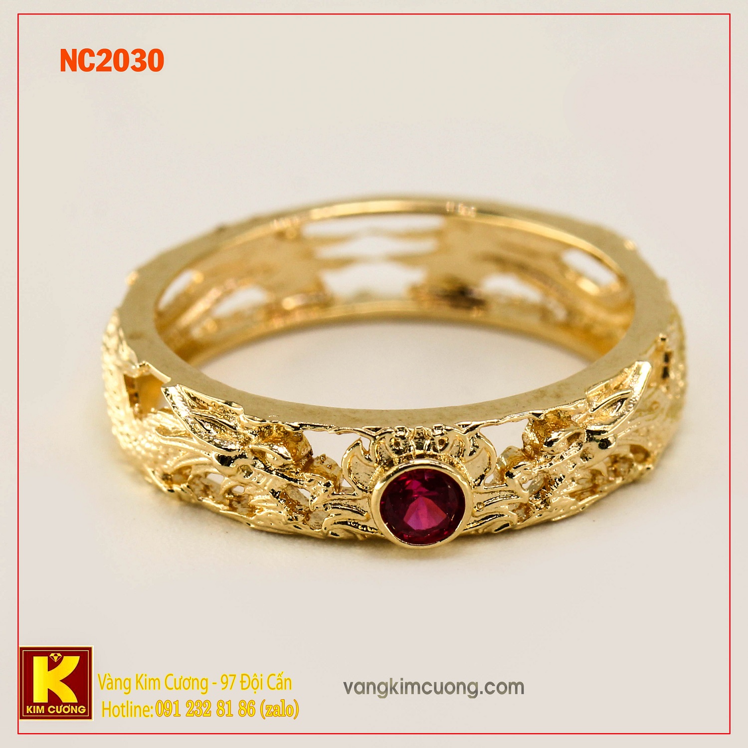 Nhẫn nam đá quý ruby phong thủy 16k NC2030