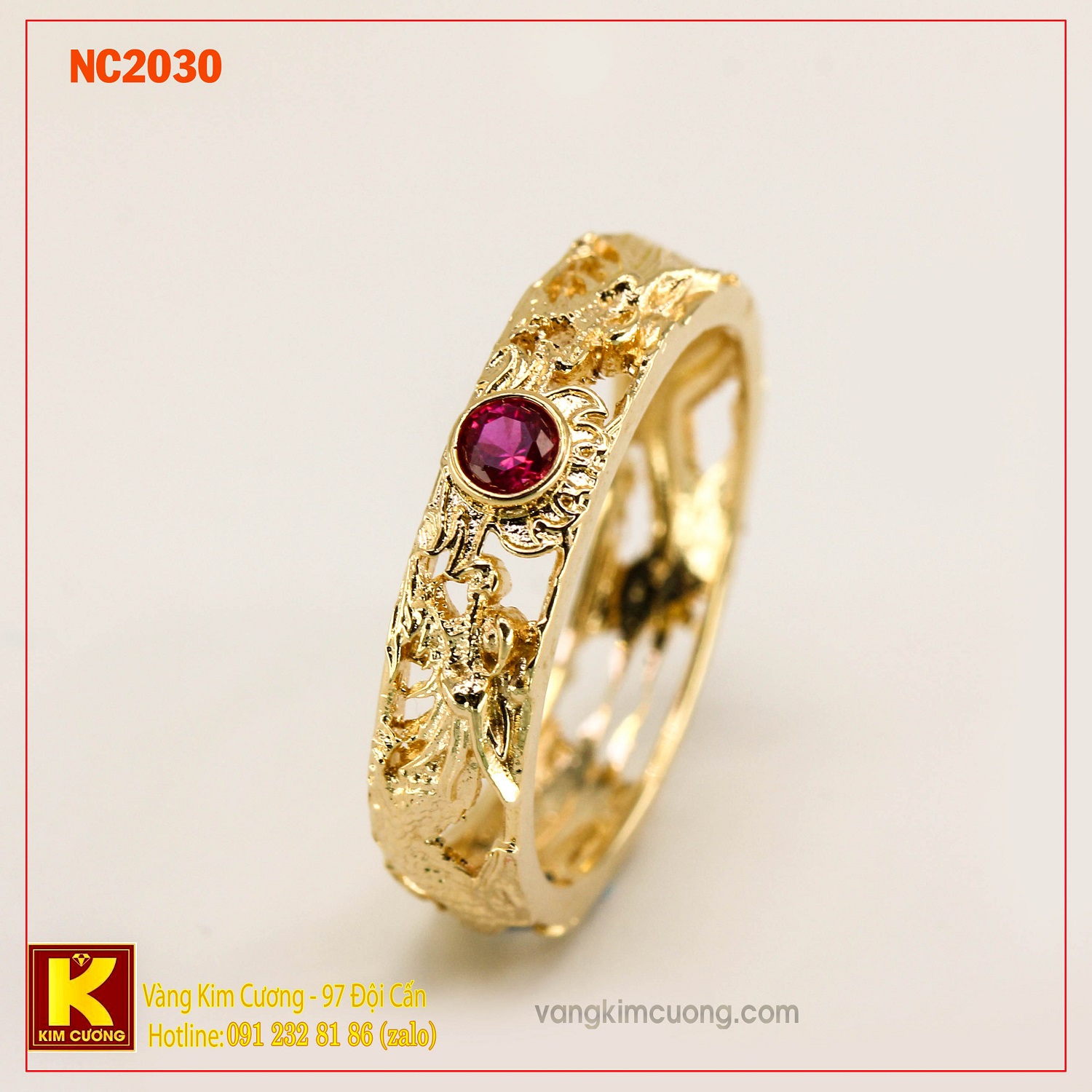 Nhẫn nam đá quý ruby phong thủy 16k NC2030