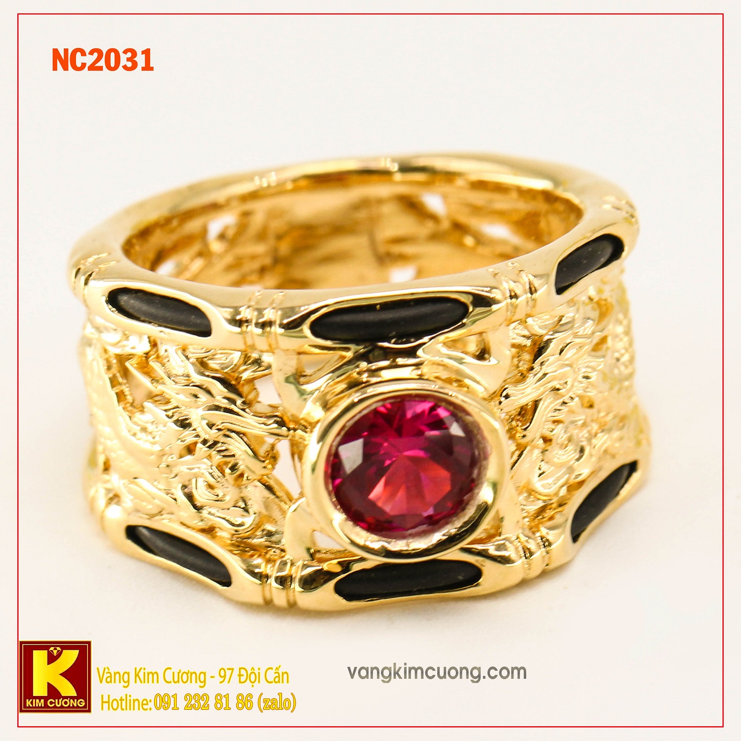 Nhẫn nam đá quý ruby phong thủy 16k NC2031