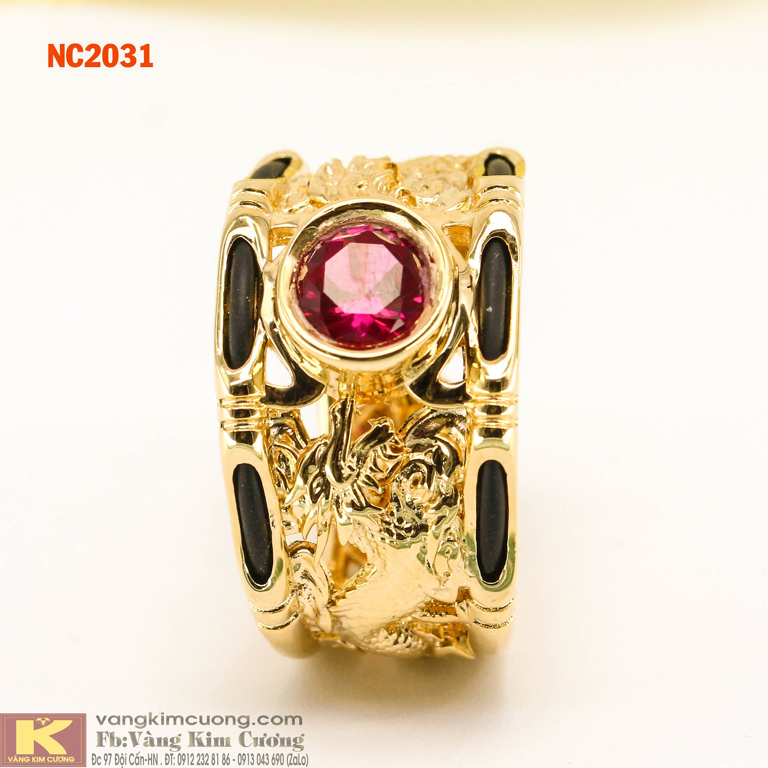 Nhẫn nam đá quý ruby phong thủy 16k NC2031