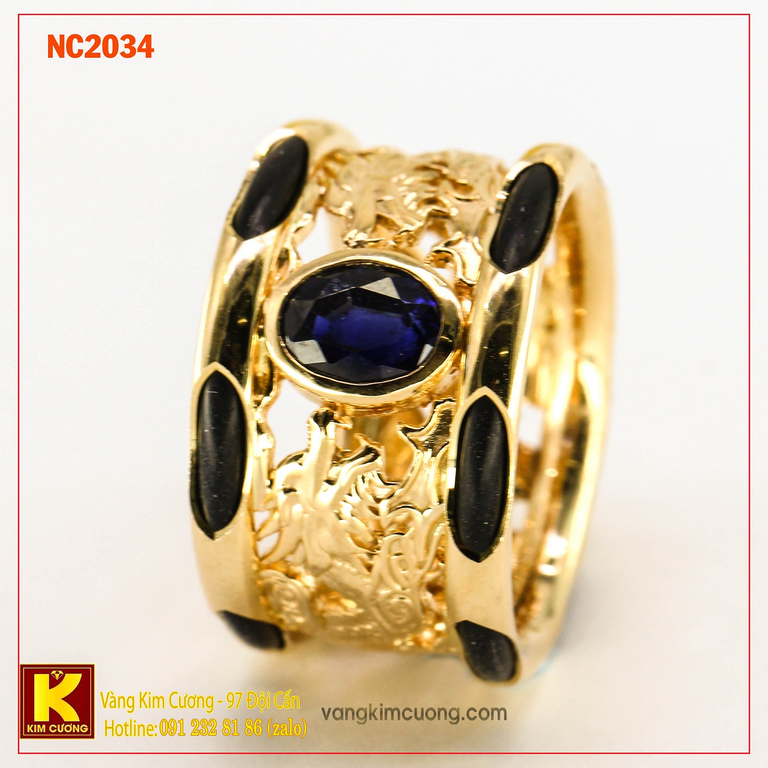 Nhẫn nam đá quý Sapphire phong thủy 16k NC2034