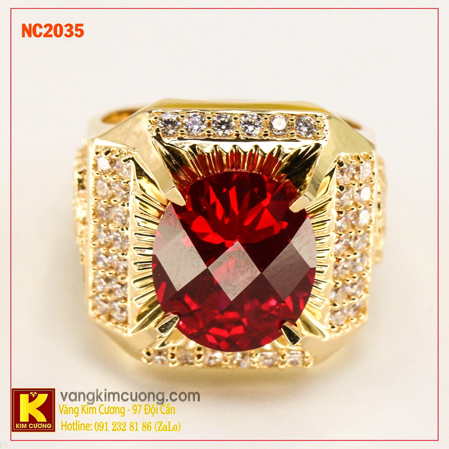 Nhẫn nam đá quý Sapphire phong thủy 16k NC2035