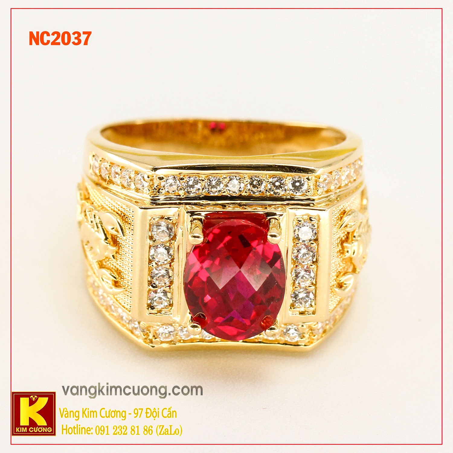 Nhẫn nam đá quý ruby phong thủy 16k NC2037