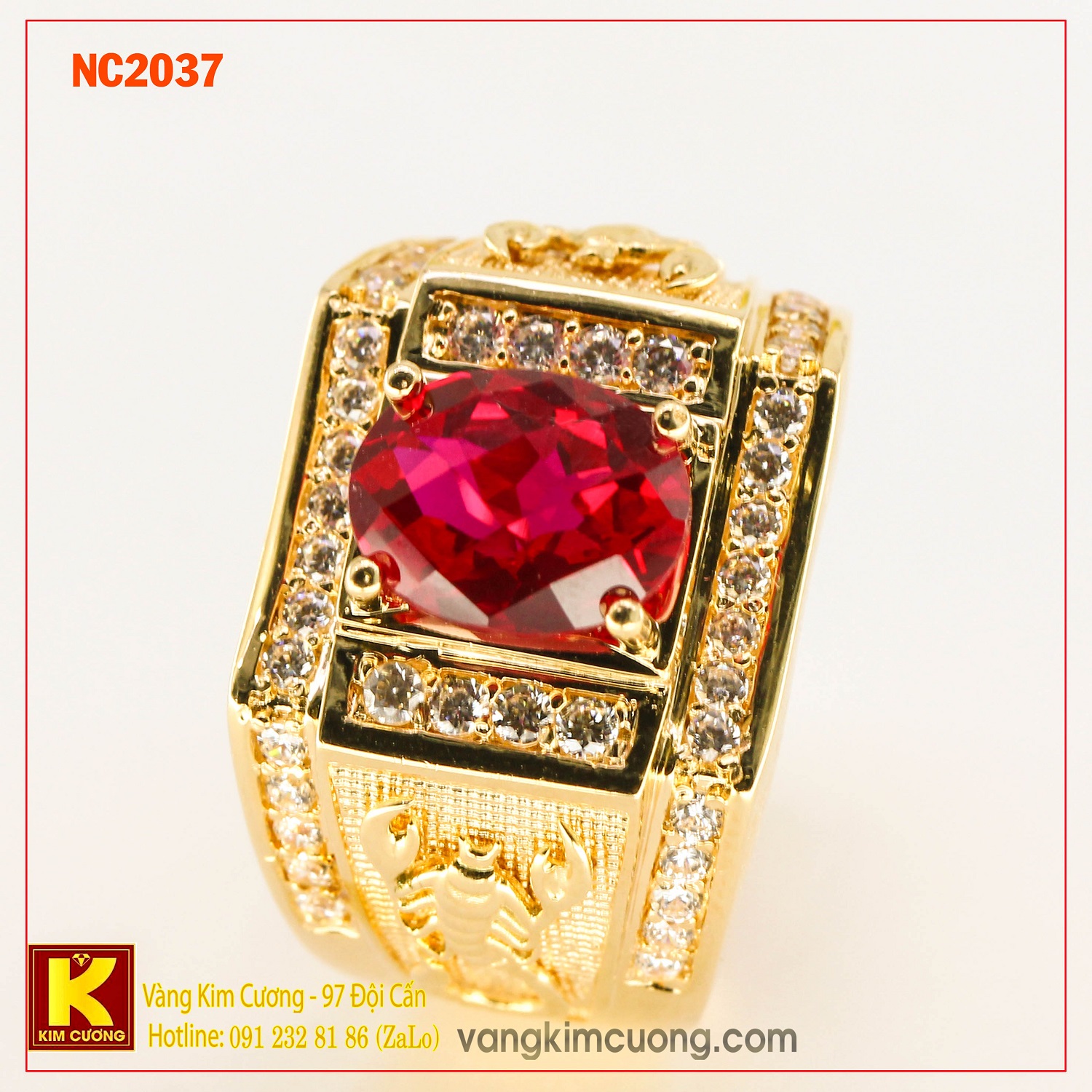Nhẫn nam đá quý ruby phong thủy 16k NC2037
