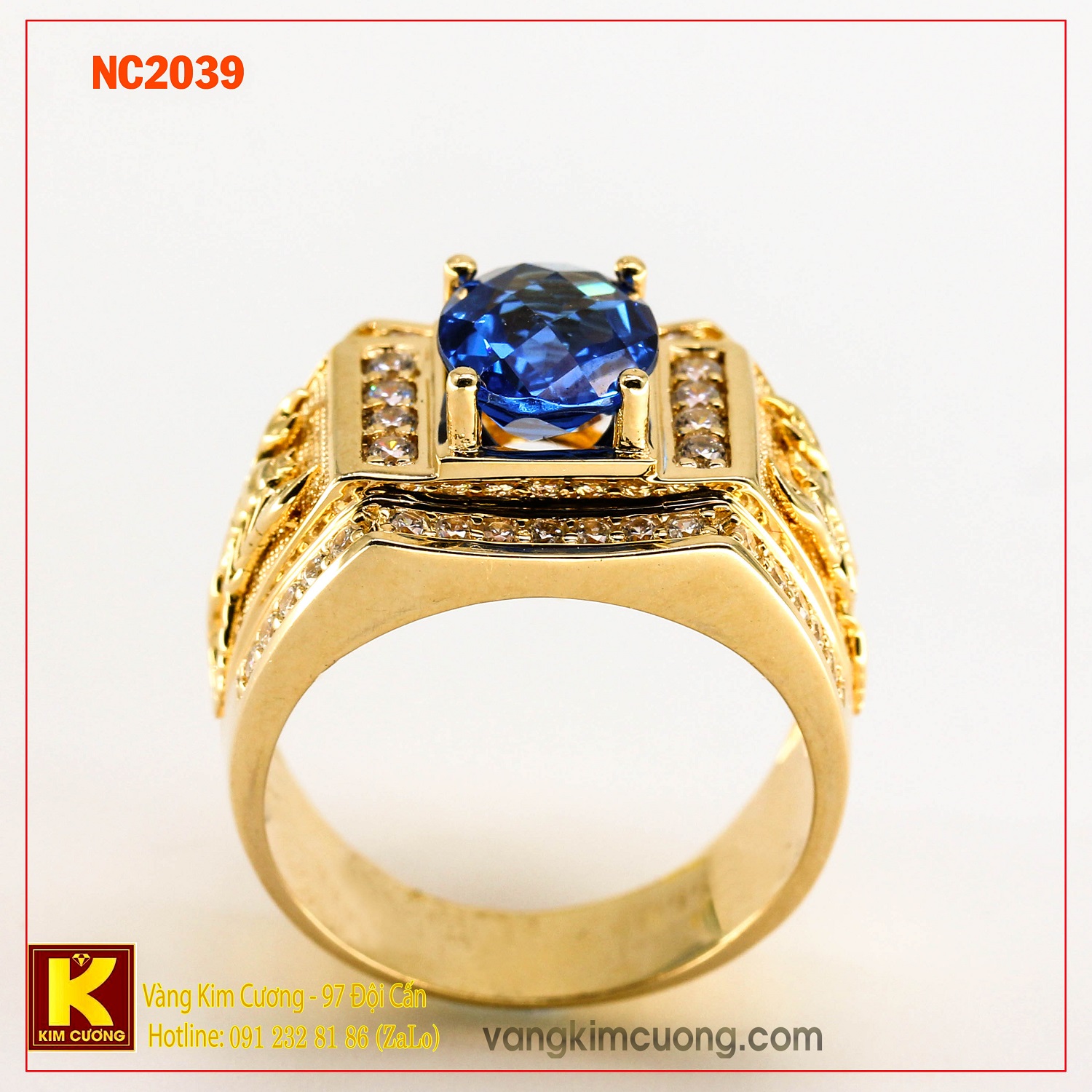 Nhẫn nam đá quý Topaz phong thủy 16k NC2039