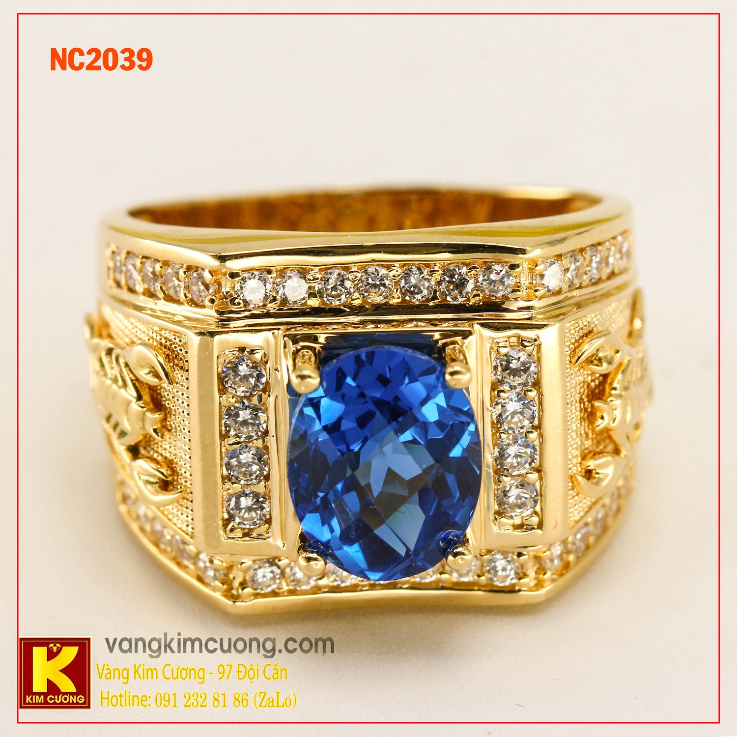 Nhẫn nam đá quý Topaz phong thủy 16k NC2039